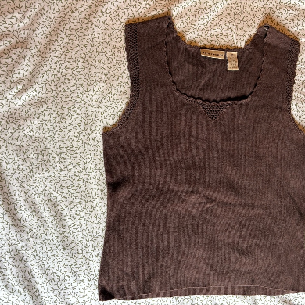 Apostrophe Brown Sleeveless Top